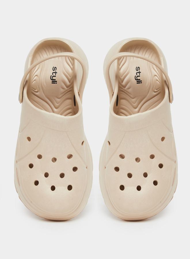 Styli Women Beige Comfort Clogs - Image 5